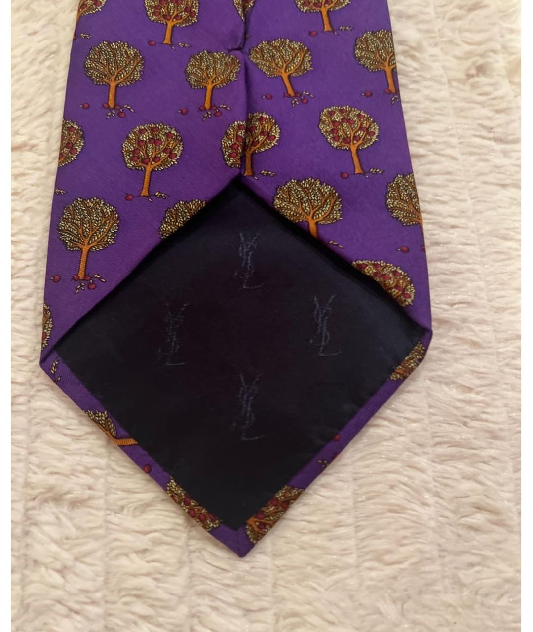 SAINT LAURENT Фиолетовый шелковый галстук, фото 3