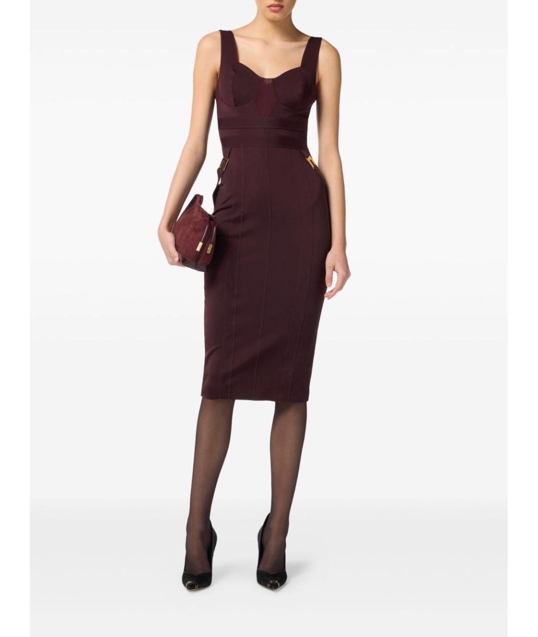ELISABETTA FRANCHI Бордовое полиамидовое платье, фото 5