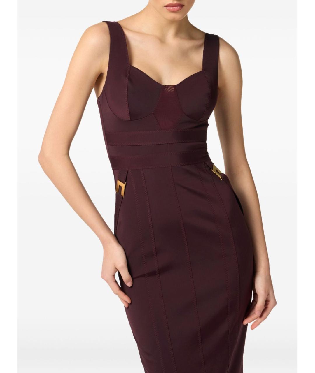 ELISABETTA FRANCHI Бордовое полиамидовое платье, фото 2