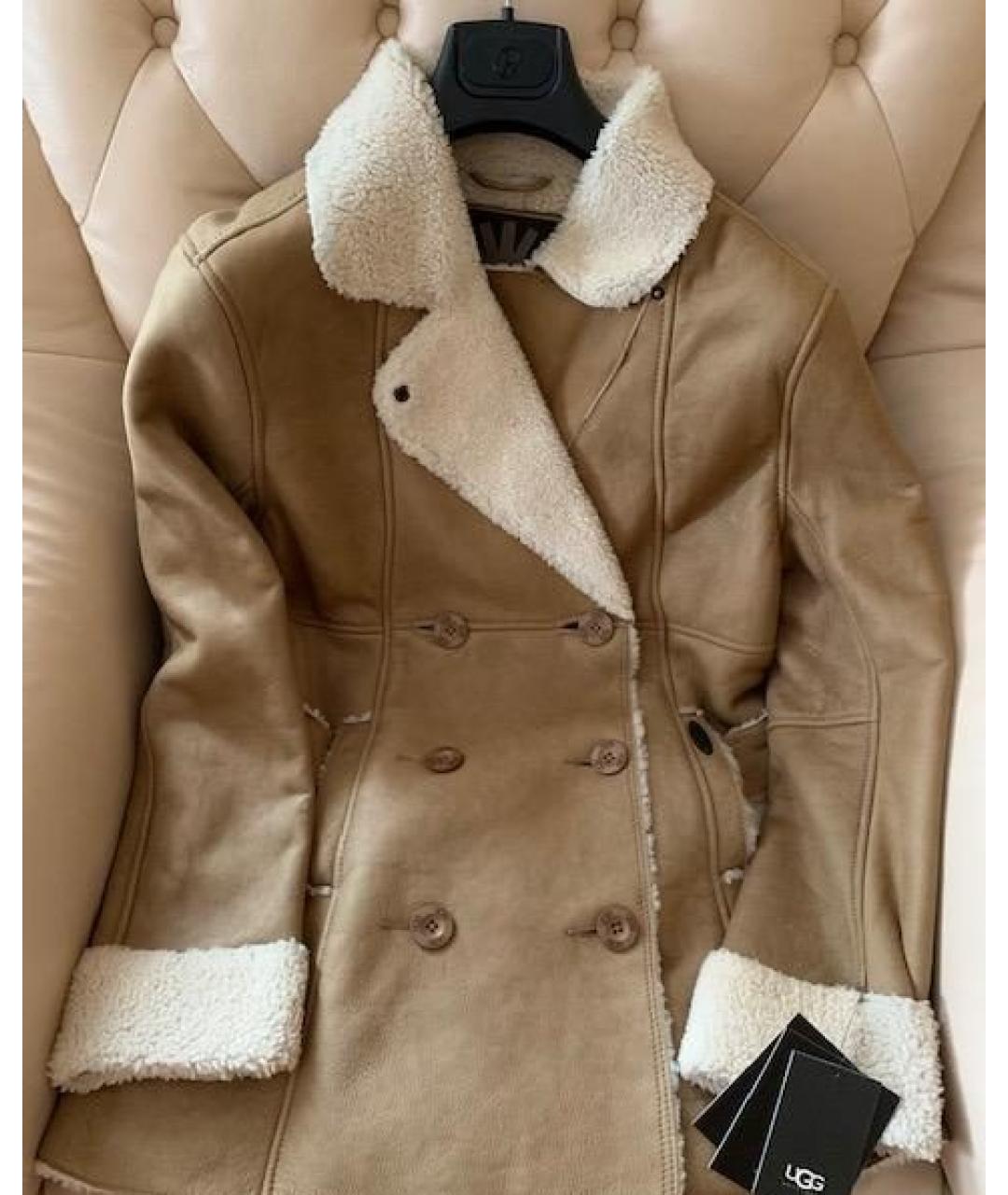 UGG AUSTRALIA Коричневая кожаная дубленка, фото 3