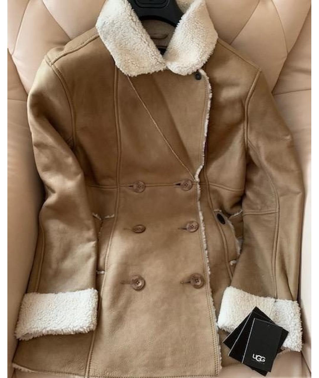 UGG AUSTRALIA Коричневая кожаная дубленка, фото 2