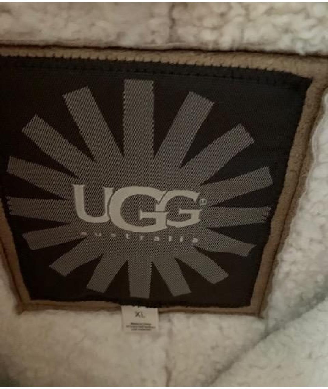 UGG AUSTRALIA Коричневая кожаная дубленка, фото 5