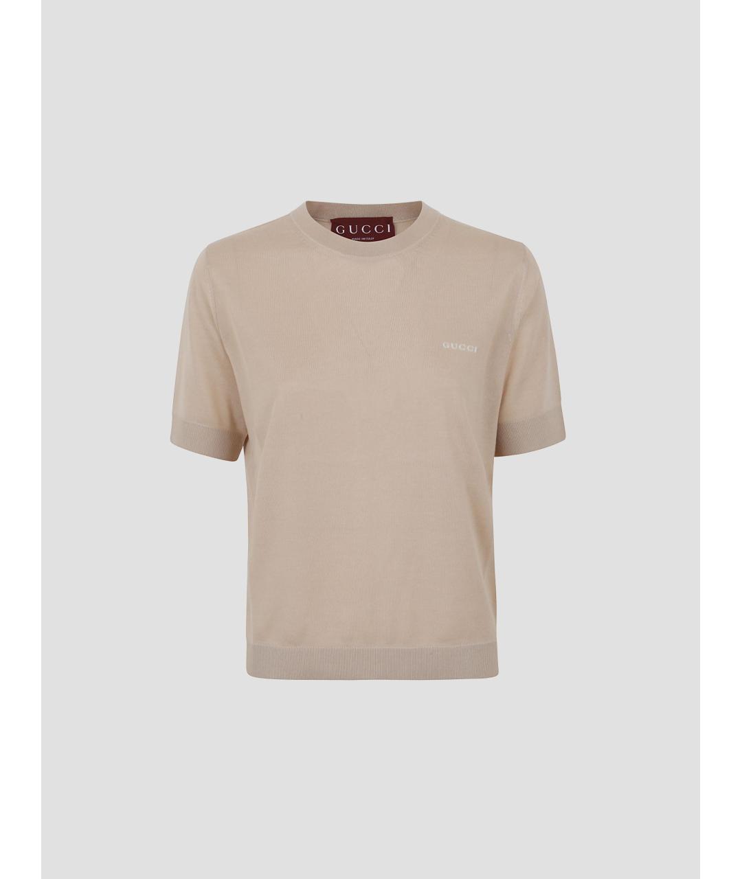 GUCCI Бежевая кашемировая футболка, фото 4