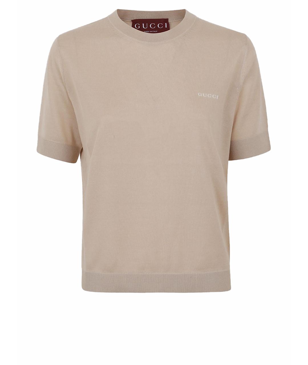 GUCCI Бежевая кашемировая футболка, фото 1
