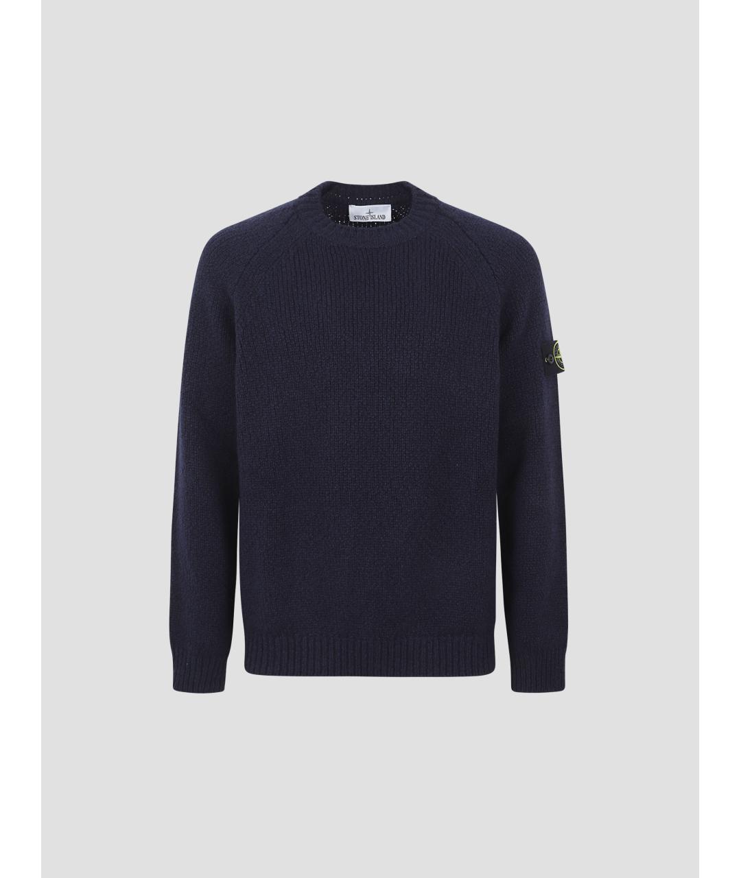 STONE ISLAND Темно-синий шерстяной джемпер / свитер, фото 4