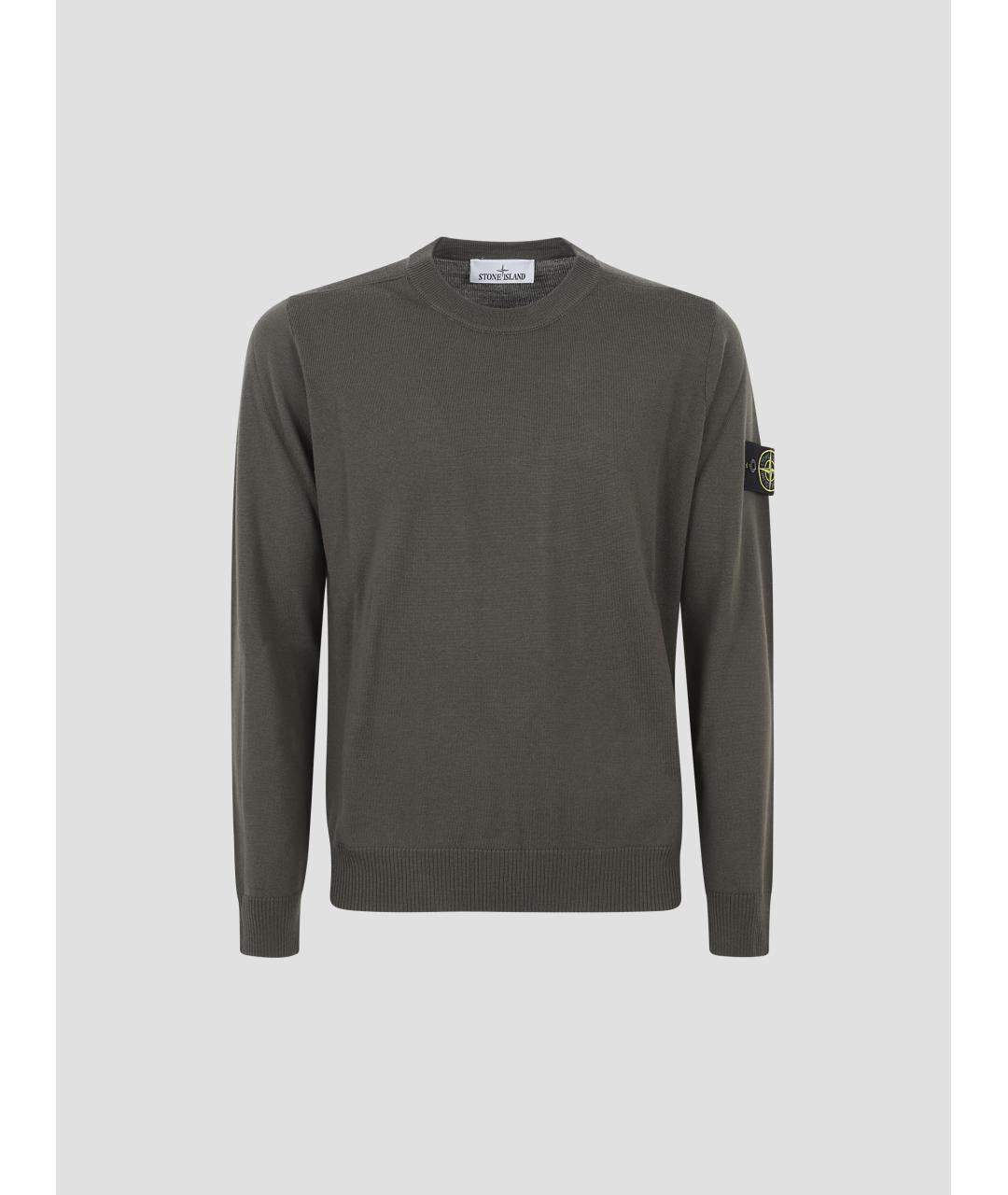 STONE ISLAND Хаки шерстяной джемпер / свитер, фото 4