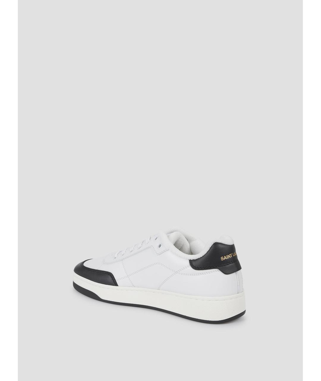 SAINT LAURENT Белые кожаные низкие кроссовки / кеды, фото 2