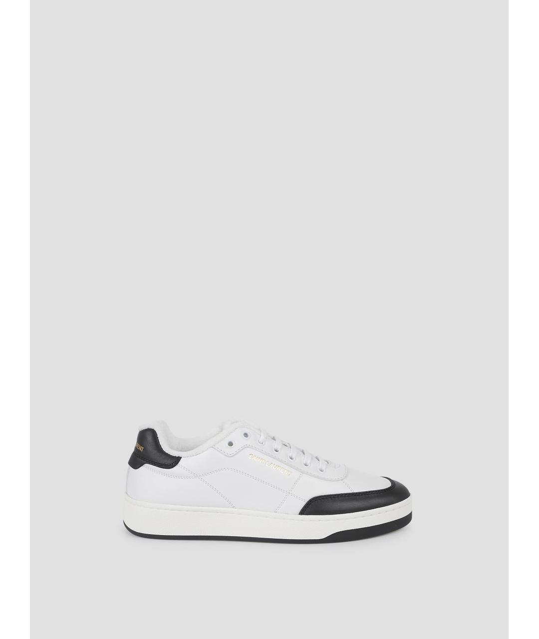 SAINT LAURENT Белые кожаные низкие кроссовки / кеды, фото 4