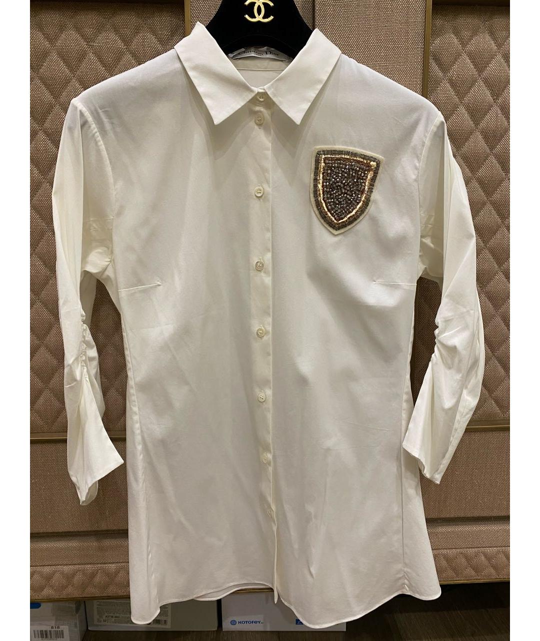 CHRISTIAN DIOR Белая хлопко-эластановая рубашка, фото 7