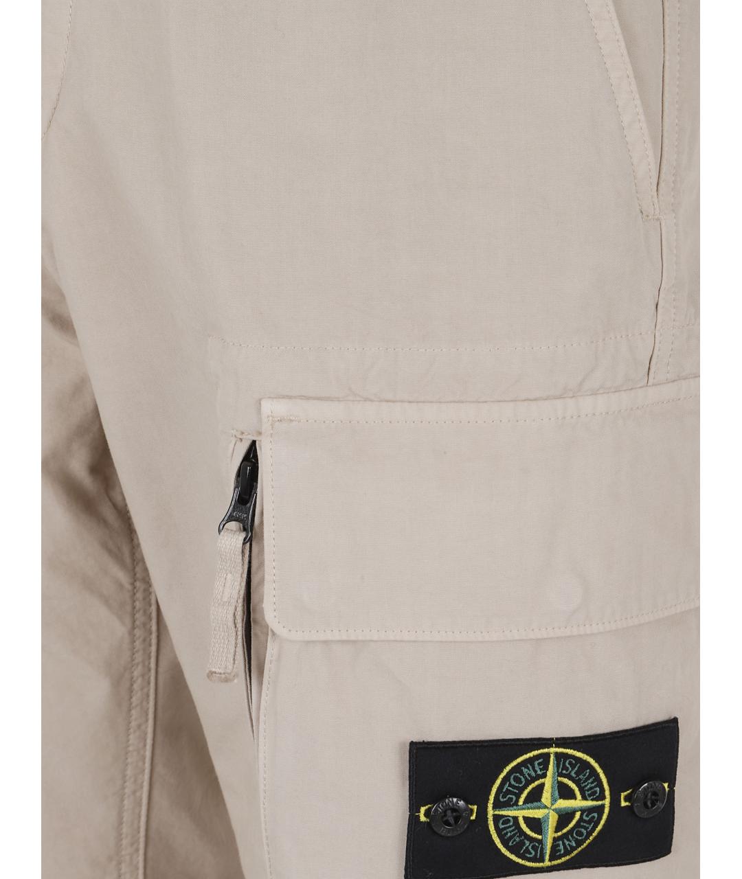 STONE ISLAND Бежевые хлопковые повседневные брюки, фото 3