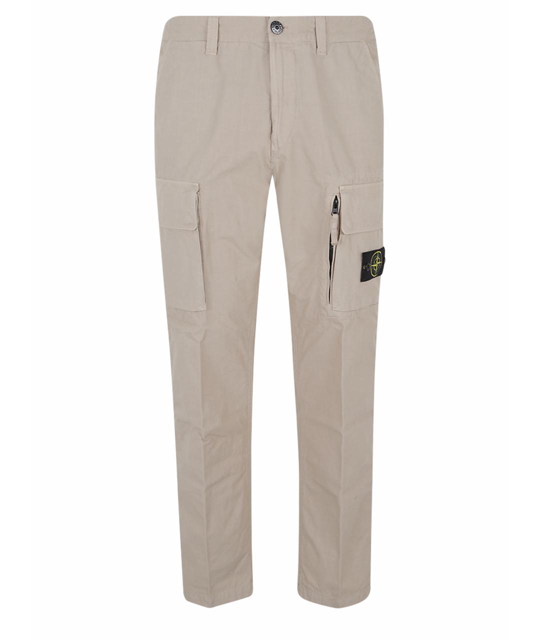 STONE ISLAND Бежевые хлопковые повседневные брюки, фото 1