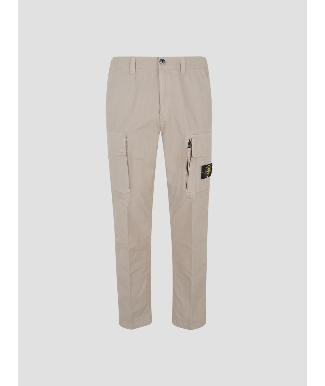 STONE ISLAND Бежевые хлопковые повседневные брюки, фото 4