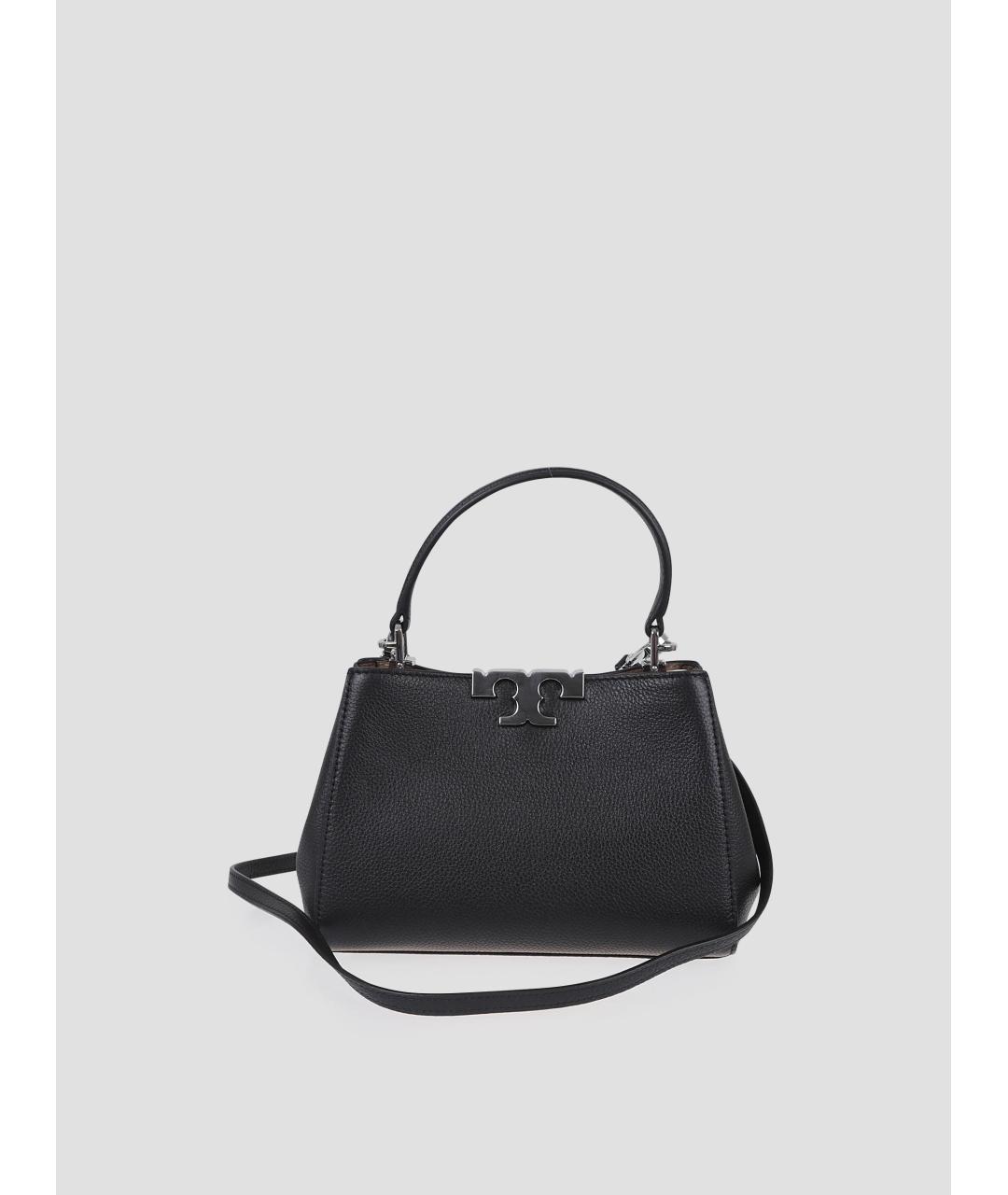 TORY BURCH Черная кожаная сумка с короткими ручками, фото 3