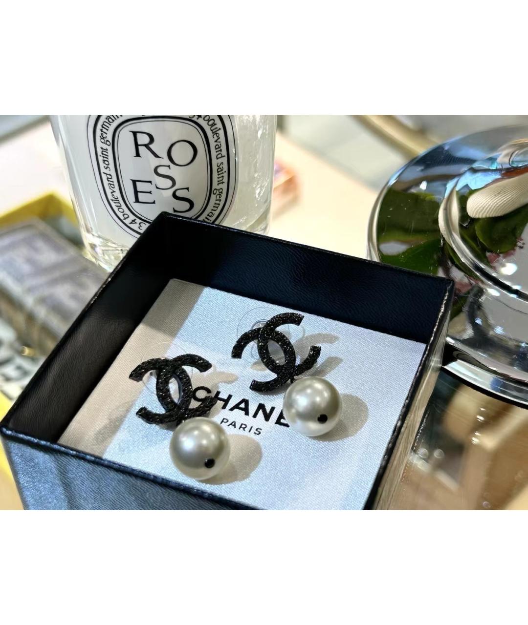 CHANEL Черные металлические серьги, фото 5