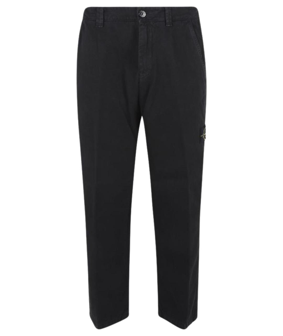 STONE ISLAND Черные хлопковые повседневные брюки, фото 1