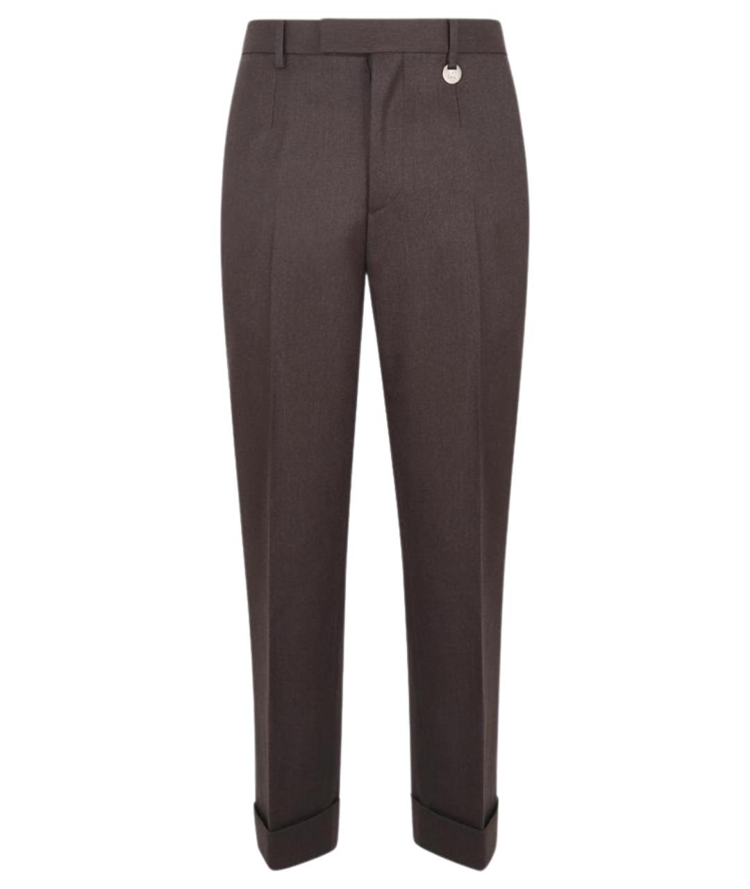 BURBERRY Коричневые шерстяные классические брюки, фото 1