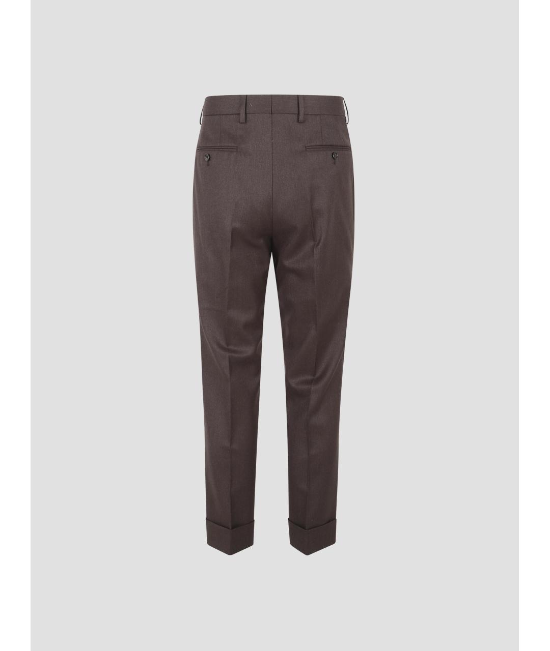 BURBERRY Коричневые шерстяные классические брюки, фото 2