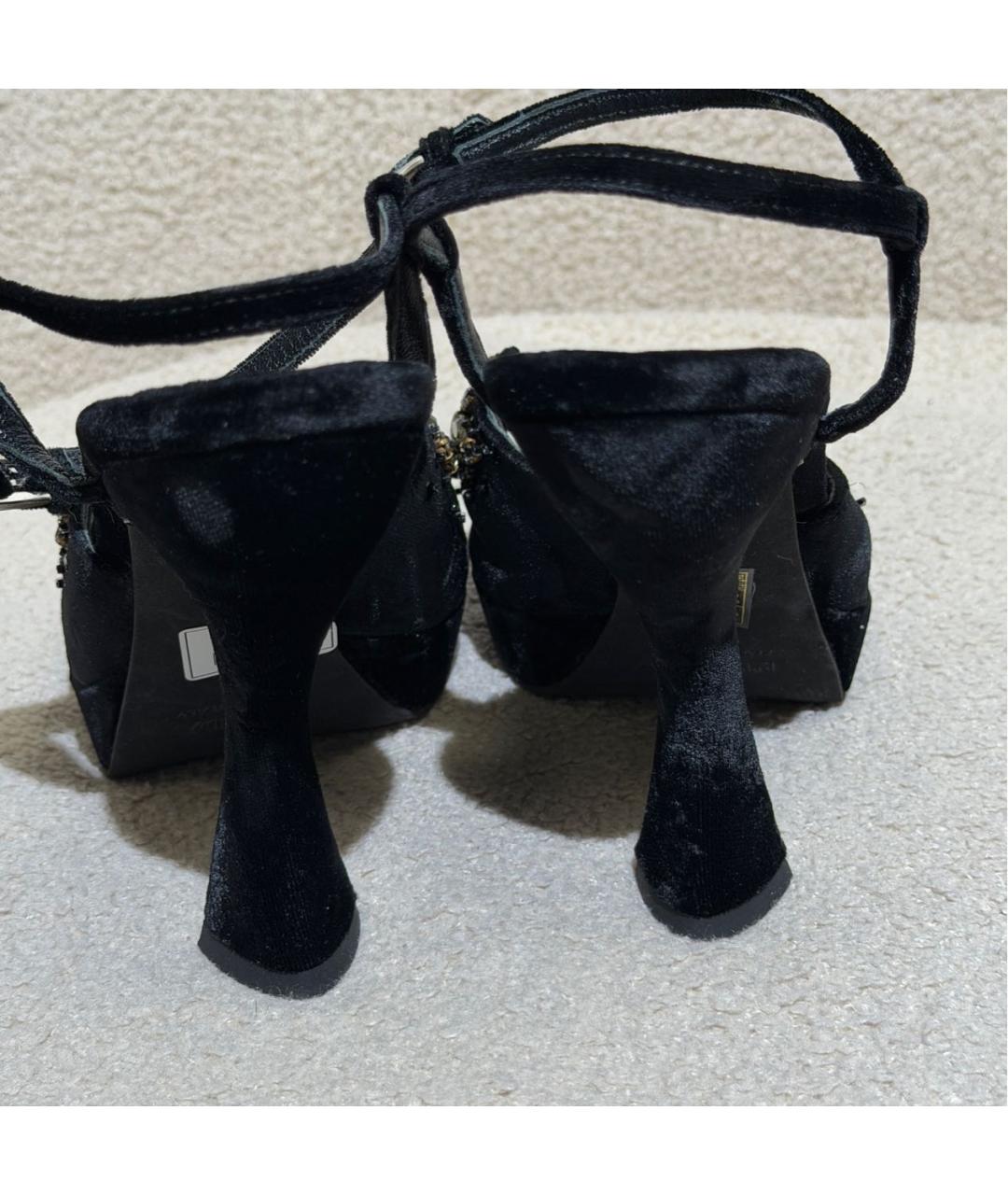 PRADA Черные бархатные босоножки, фото 4