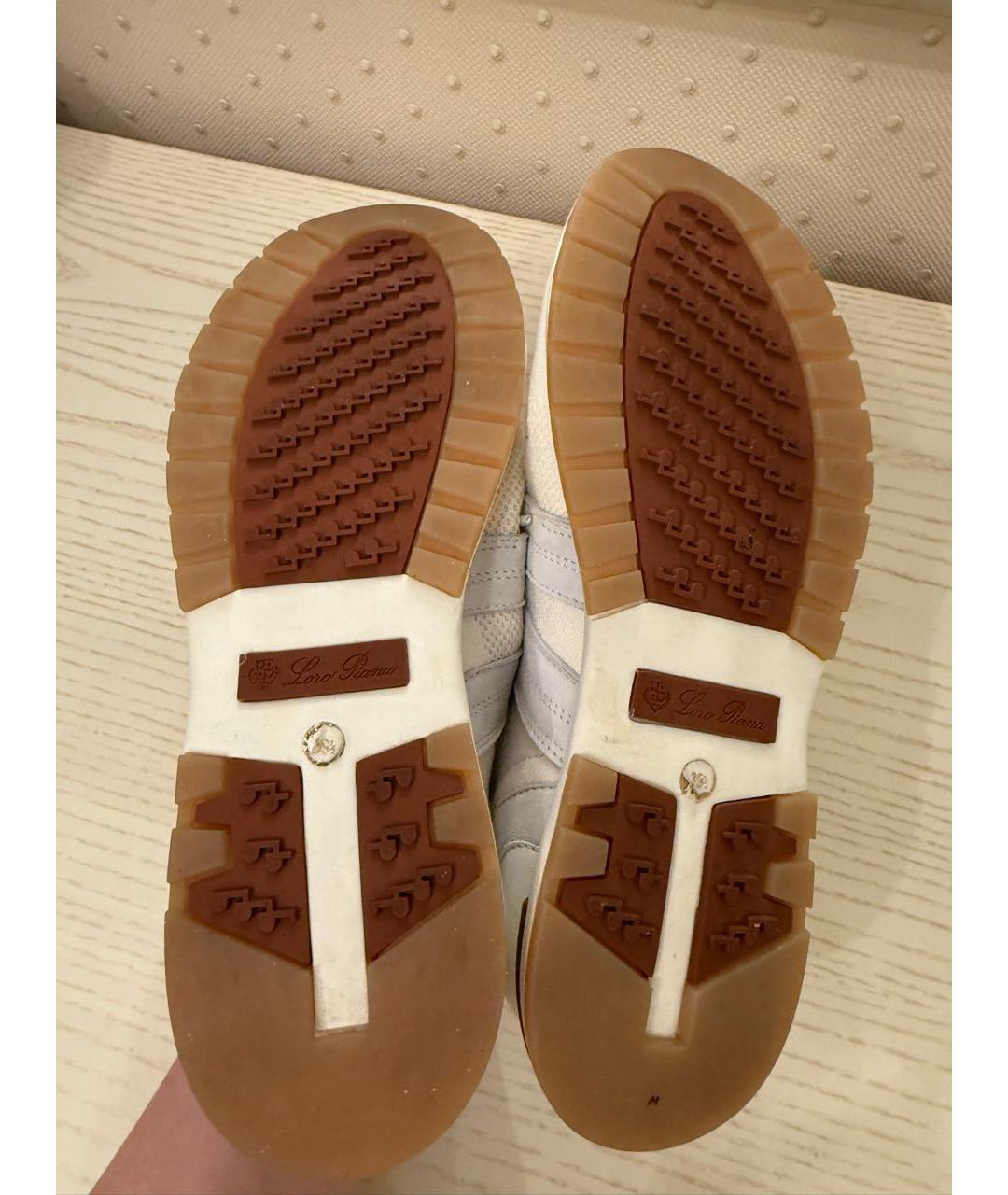 LORO PIANA Белые текстильные кроссовки, фото 7