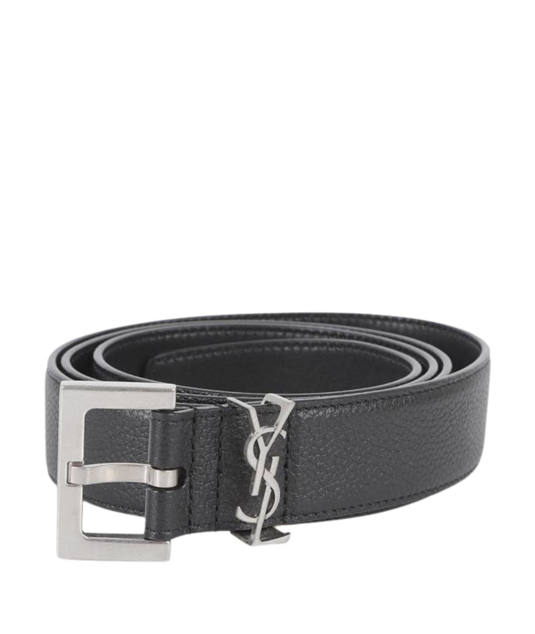 SAINT LAURENT Черный кожаный ремень, фото 1