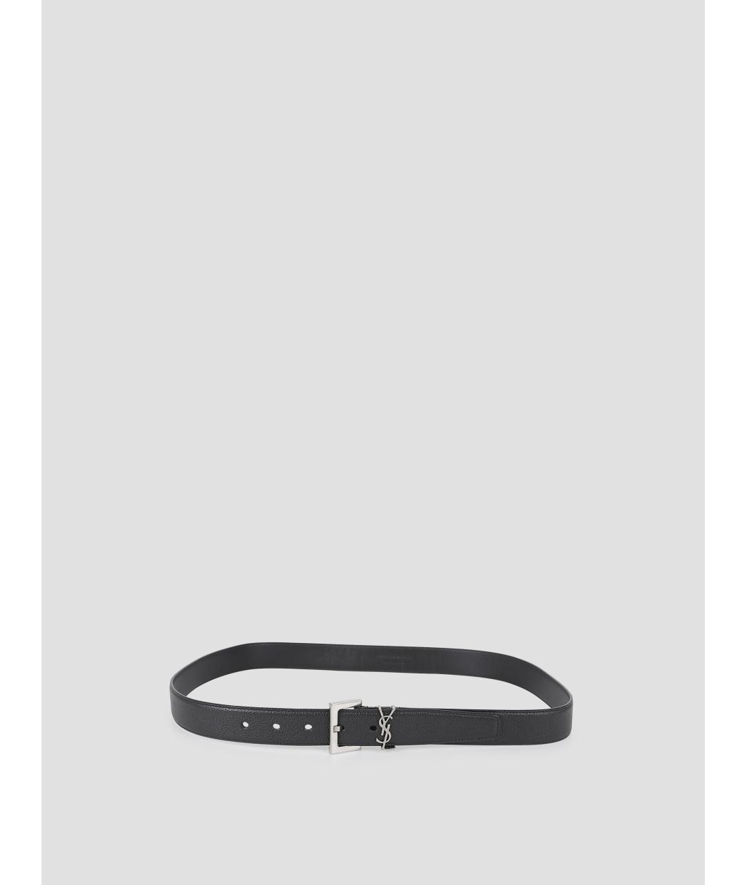 SAINT LAURENT Черный кожаный ремень, фото 2