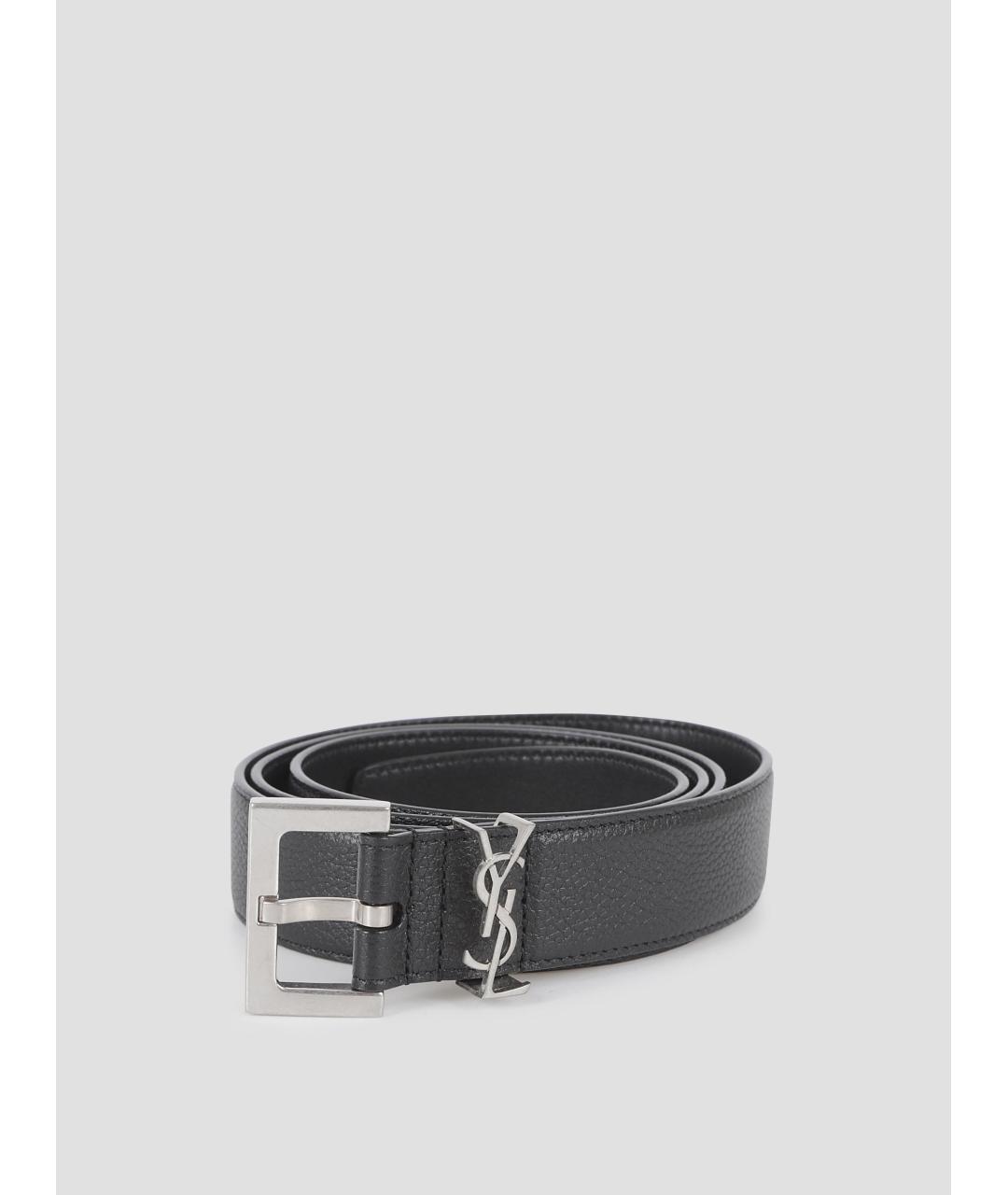 SAINT LAURENT Черный кожаный ремень, фото 3