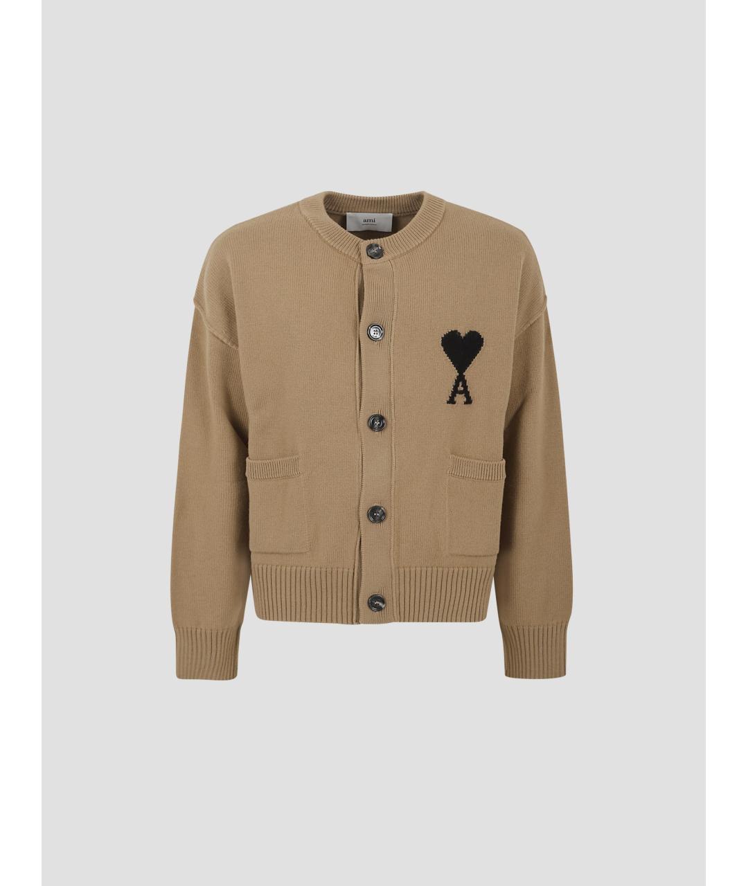 Ami Paris Бежевый атласный кардиган, фото 4
