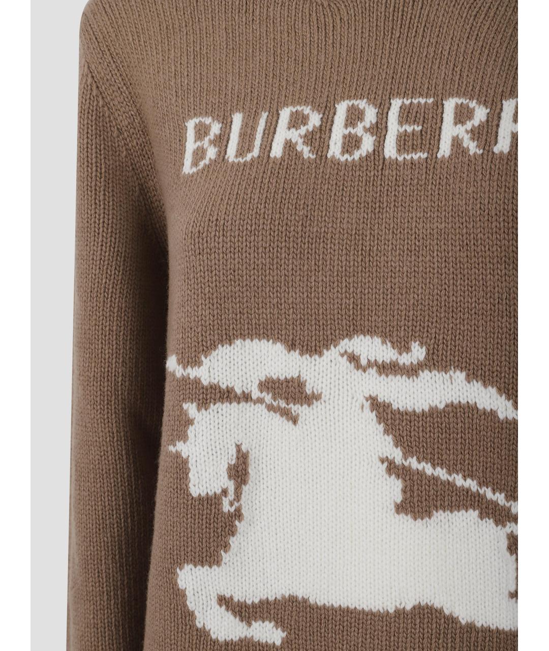 BURBERRY Коричневый шерстяной джемпер / свитер, фото 3