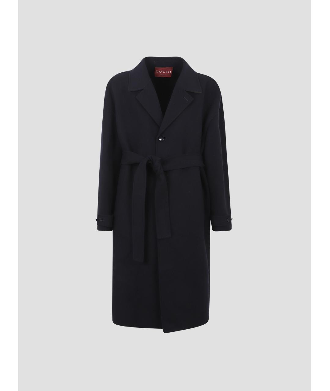 GUCCI Темно-синее шерстяное пальто, фото 4