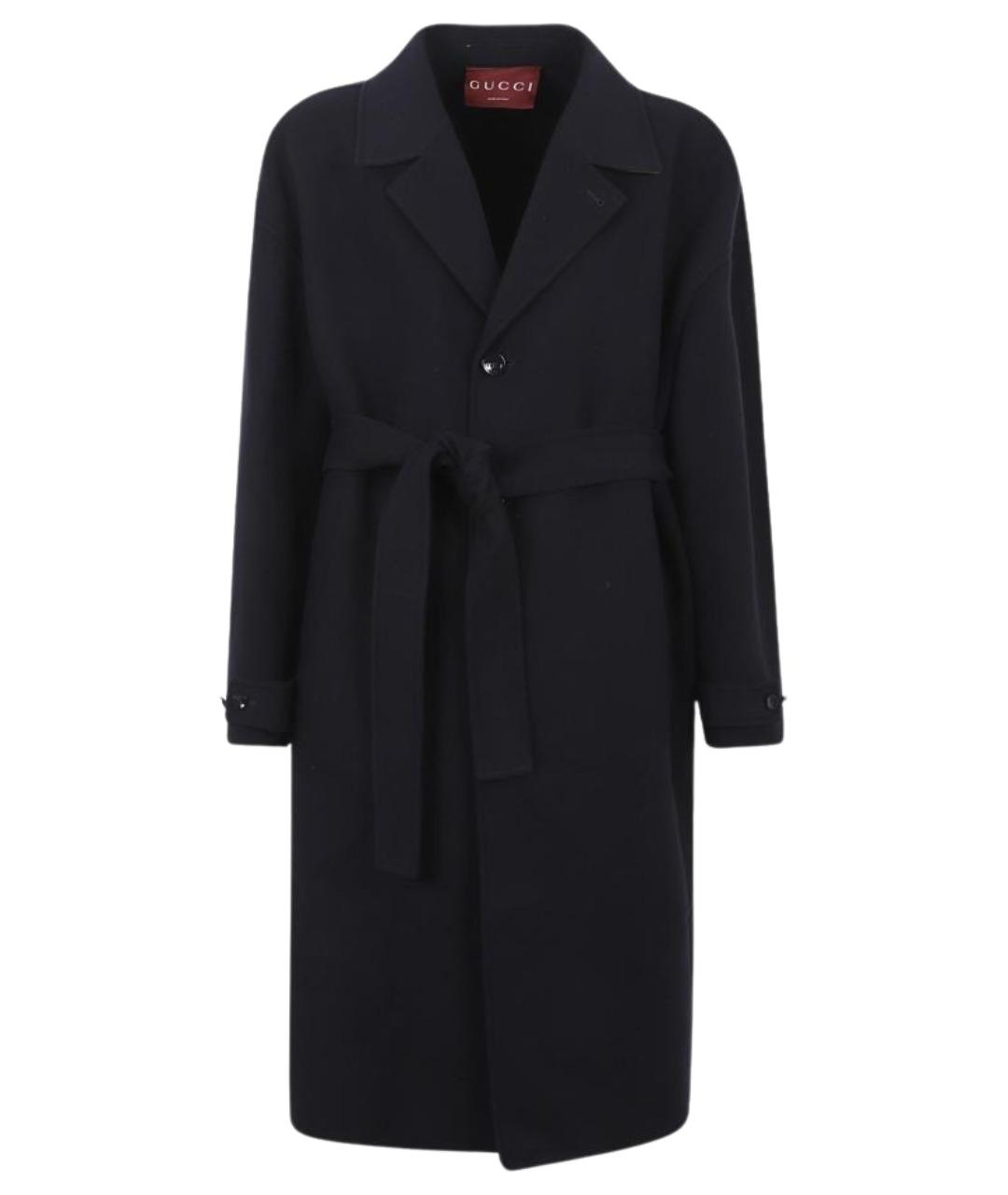 GUCCI Темно-синее шерстяное пальто, фото 1