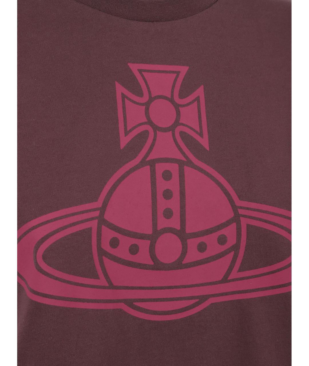 VIVIENNE WESTWOOD Бордовая хлопковая футболка, фото 3