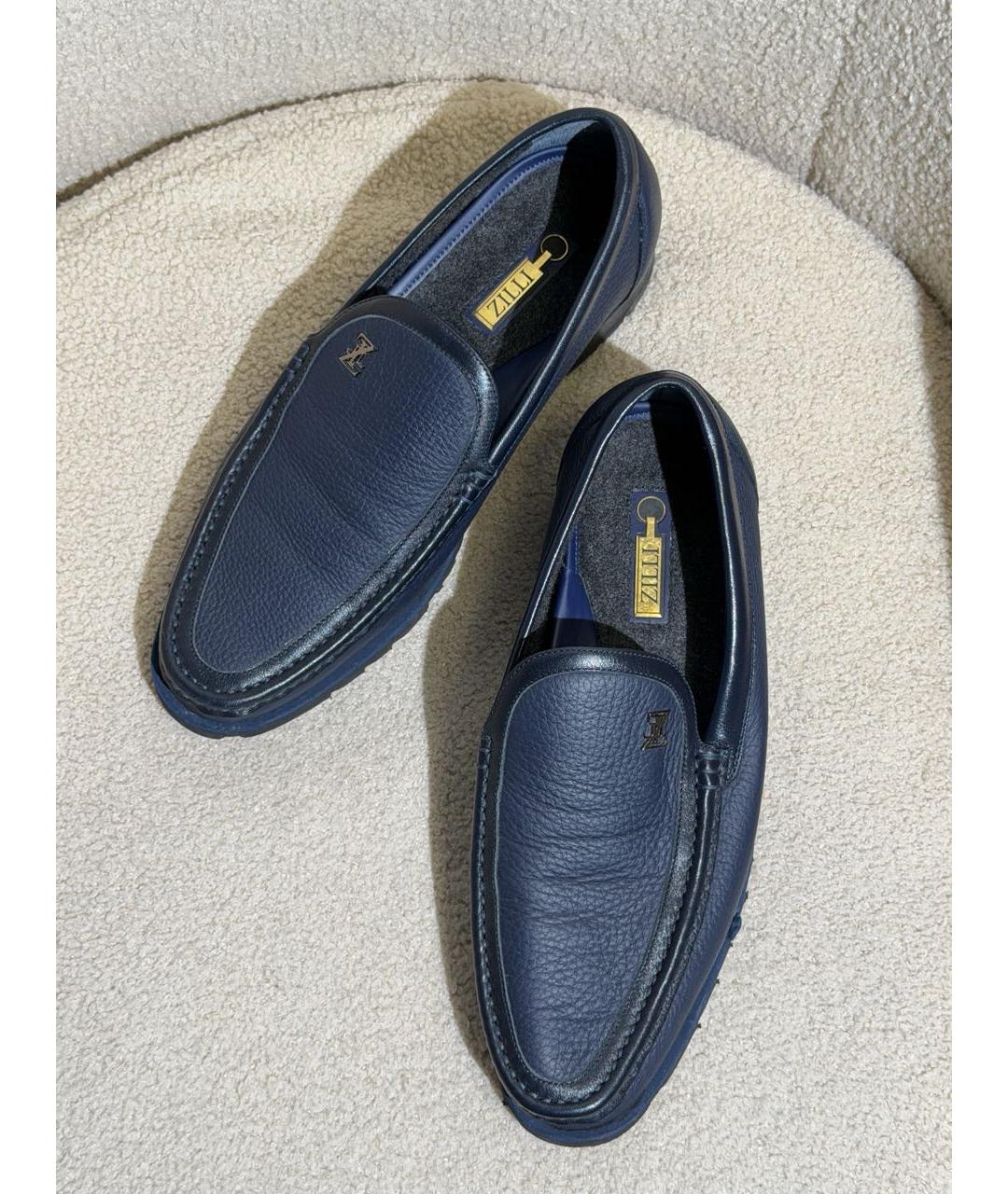 ZILLI Темно-синие кожаные мокасины, фото 5