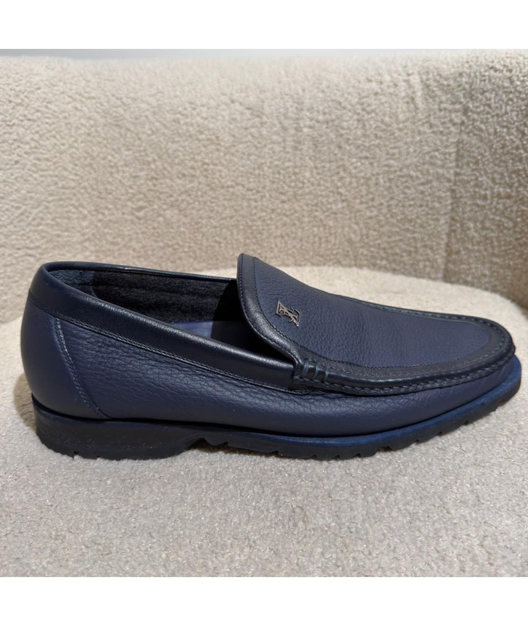 ZILLI Темно-синие кожаные мокасины, фото 8