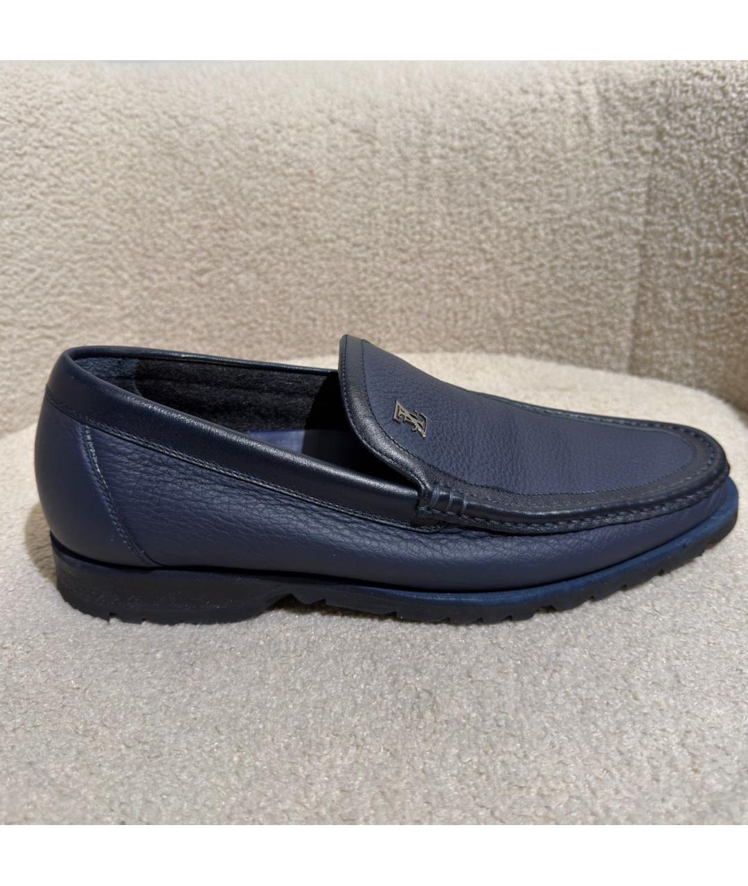 ZILLI Темно-синие кожаные мокасины, фото 9