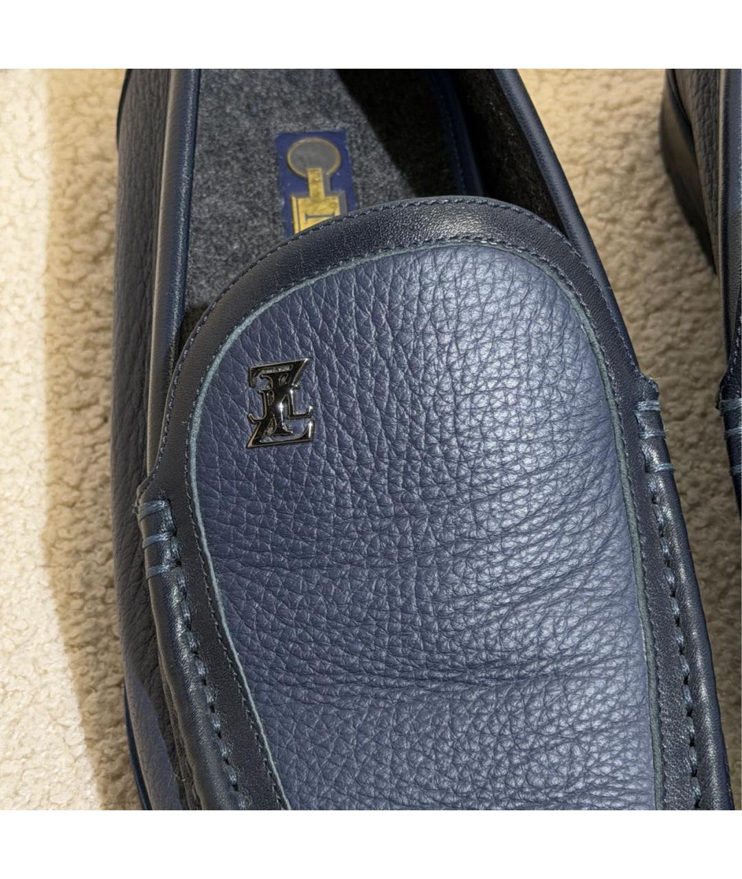 ZILLI Темно-синие кожаные мокасины, фото 6