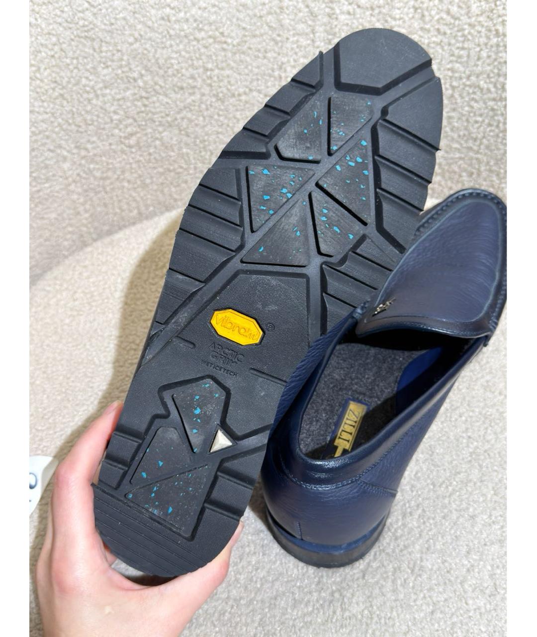 ZILLI Темно-синие кожаные мокасины, фото 7