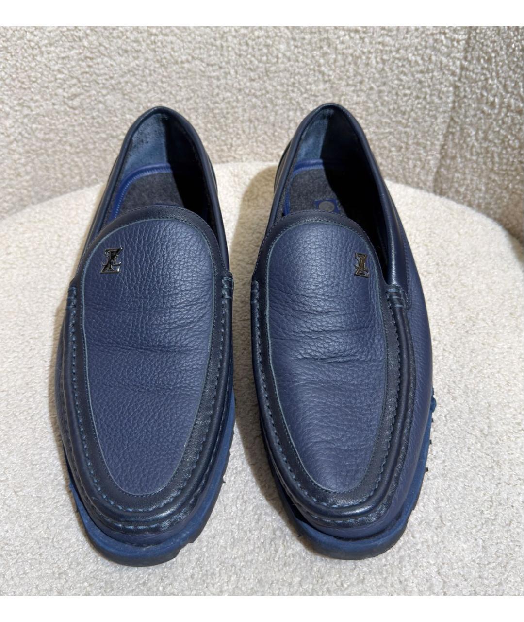 ZILLI Темно-синие кожаные мокасины, фото 2