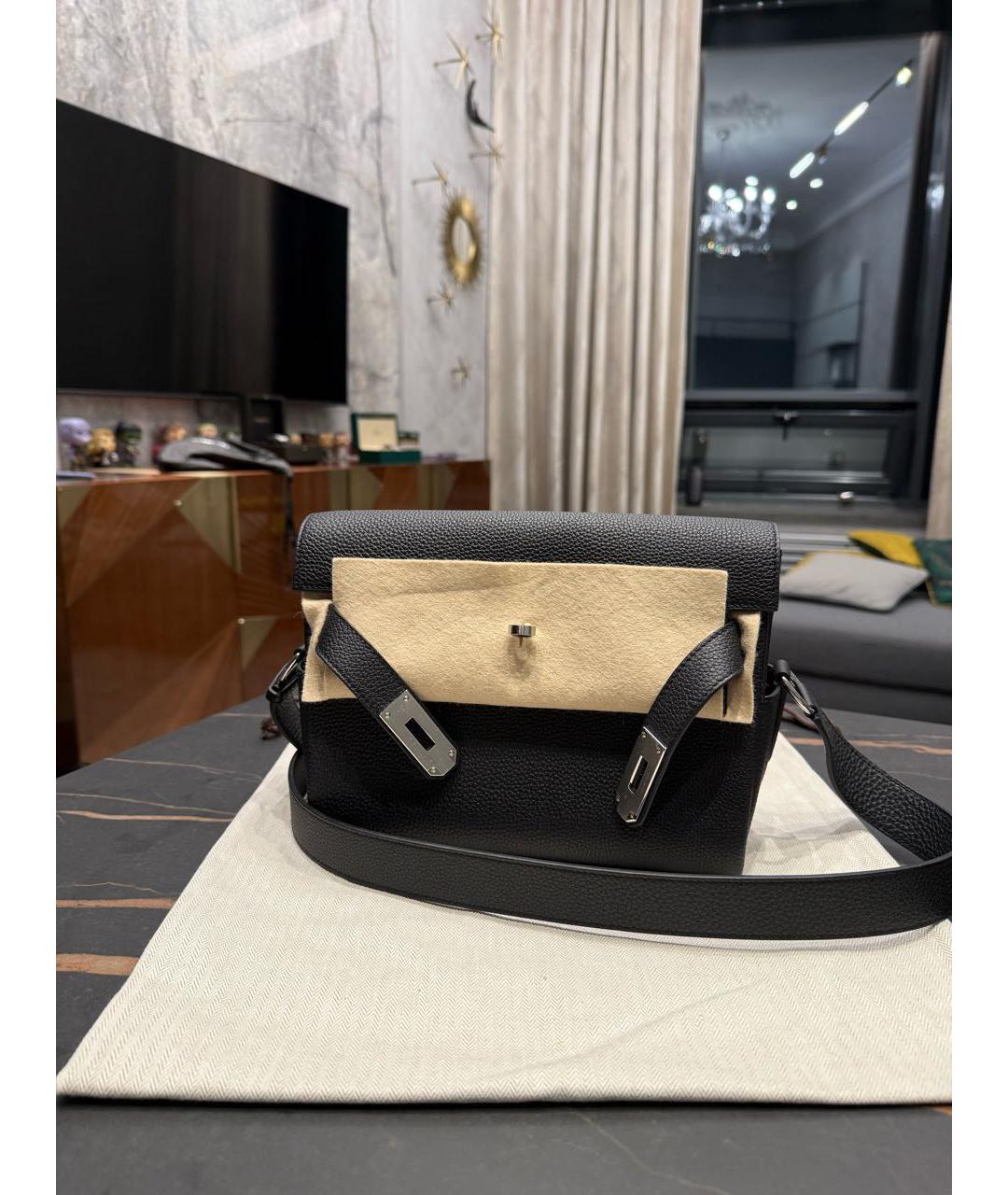 HERMES Черная кожаная сумка на плечо, фото 2