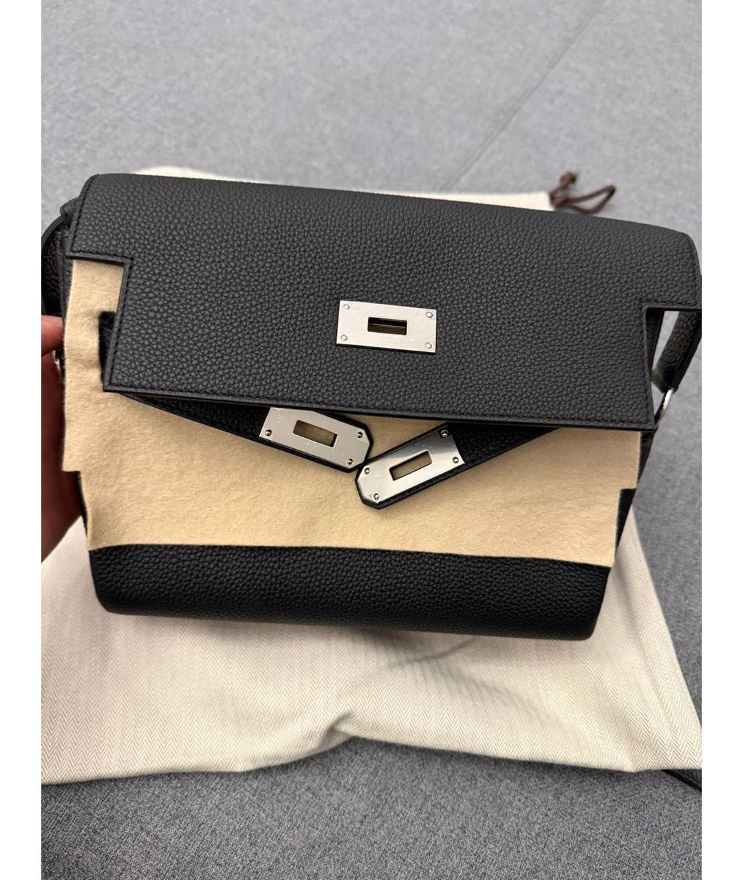 HERMES Черная кожаная сумка на плечо, фото 4