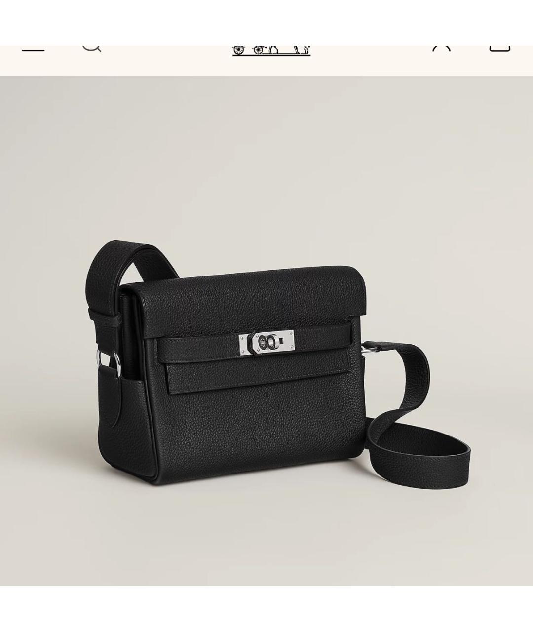 HERMES Черная кожаная сумка на плечо, фото 6