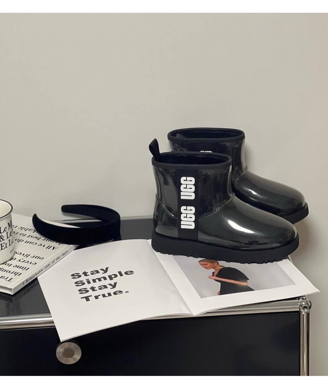 UGG AUSTRALIA Черные резиновые полусапоги, фото 7