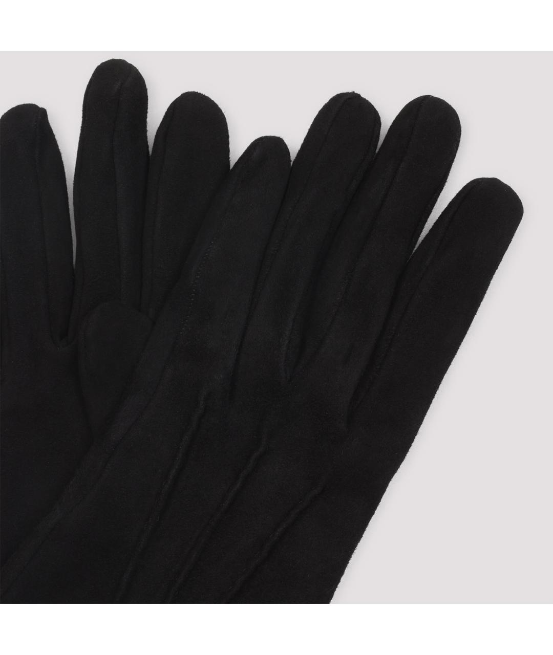 GIORGIO ARMANI Черные кожаные перчатки, фото 3