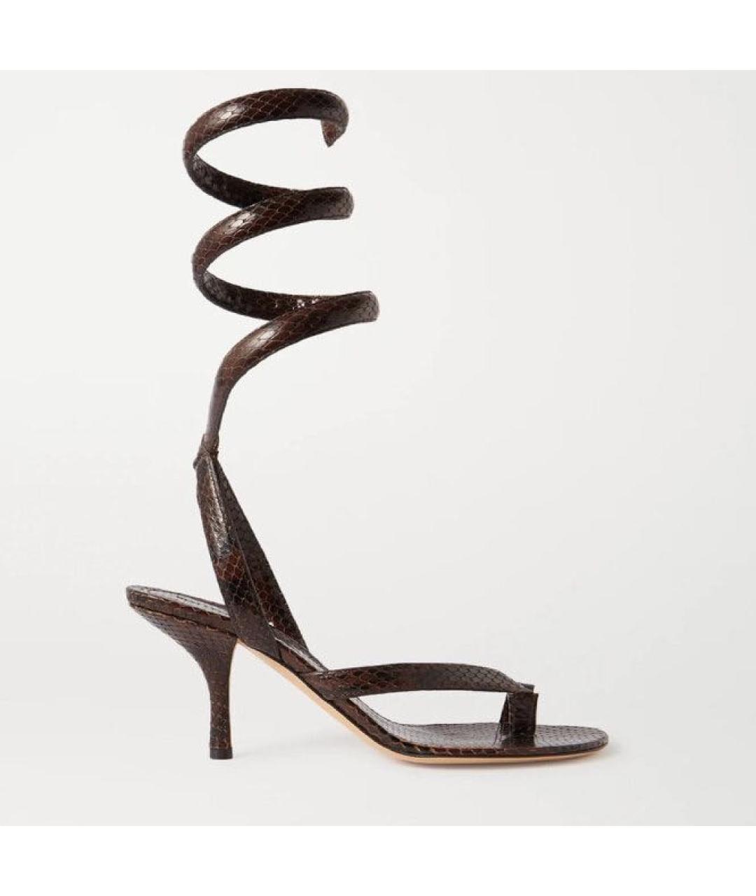 BOTTEGA VENETA Коричневые кожаные босоножки, фото 9
