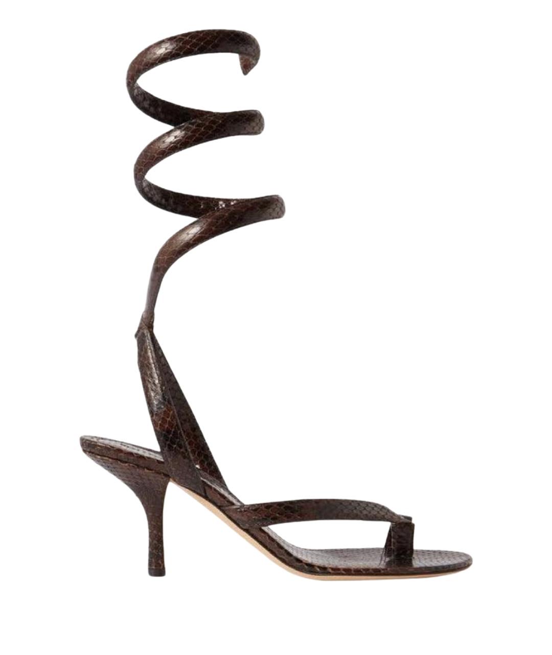 BOTTEGA VENETA Коричневые кожаные босоножки, фото 1