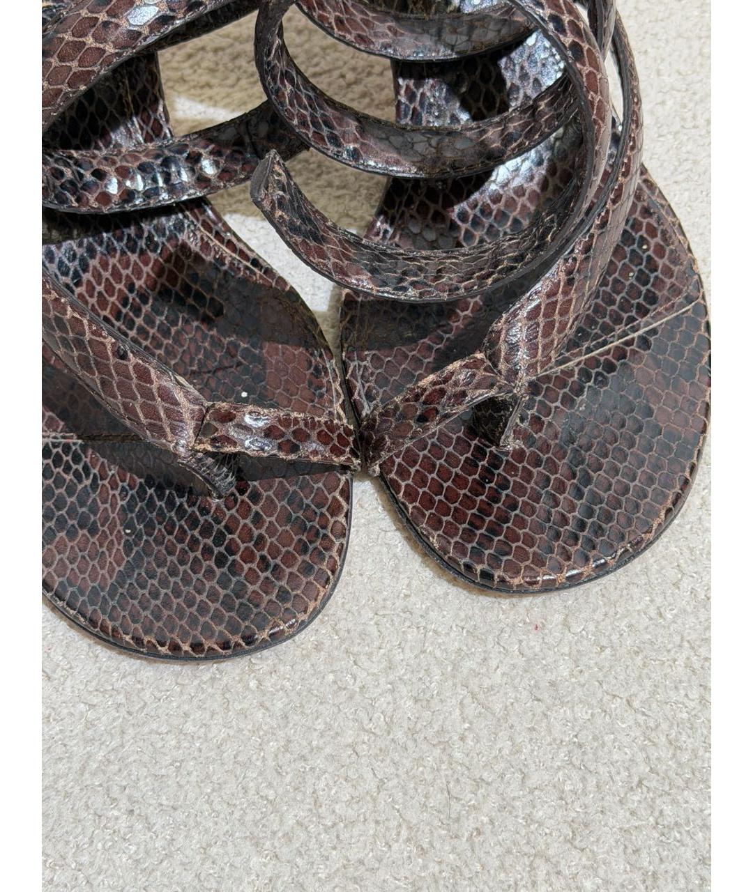 BOTTEGA VENETA Коричневые кожаные босоножки, фото 7