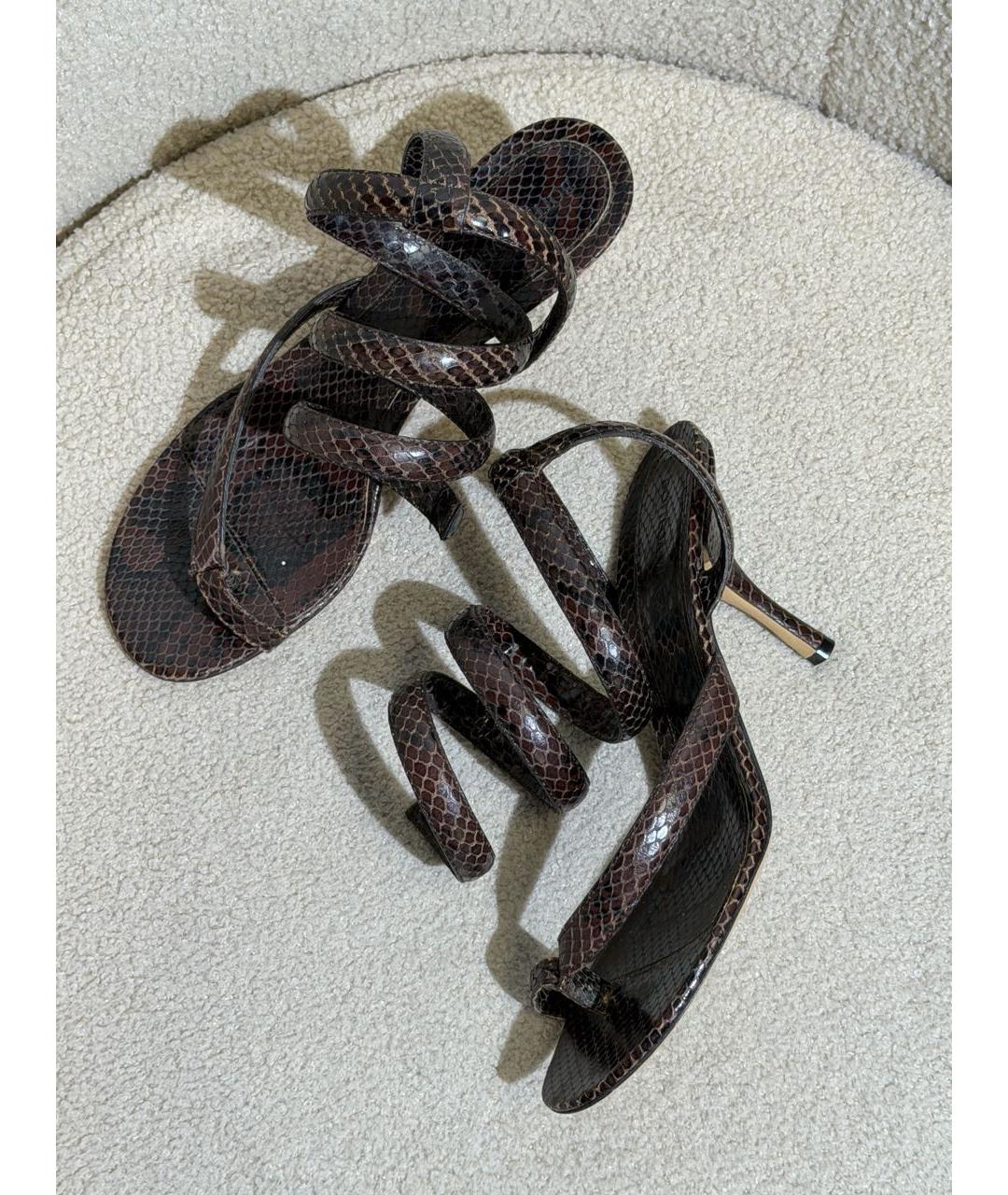 BOTTEGA VENETA Коричневые кожаные босоножки, фото 6