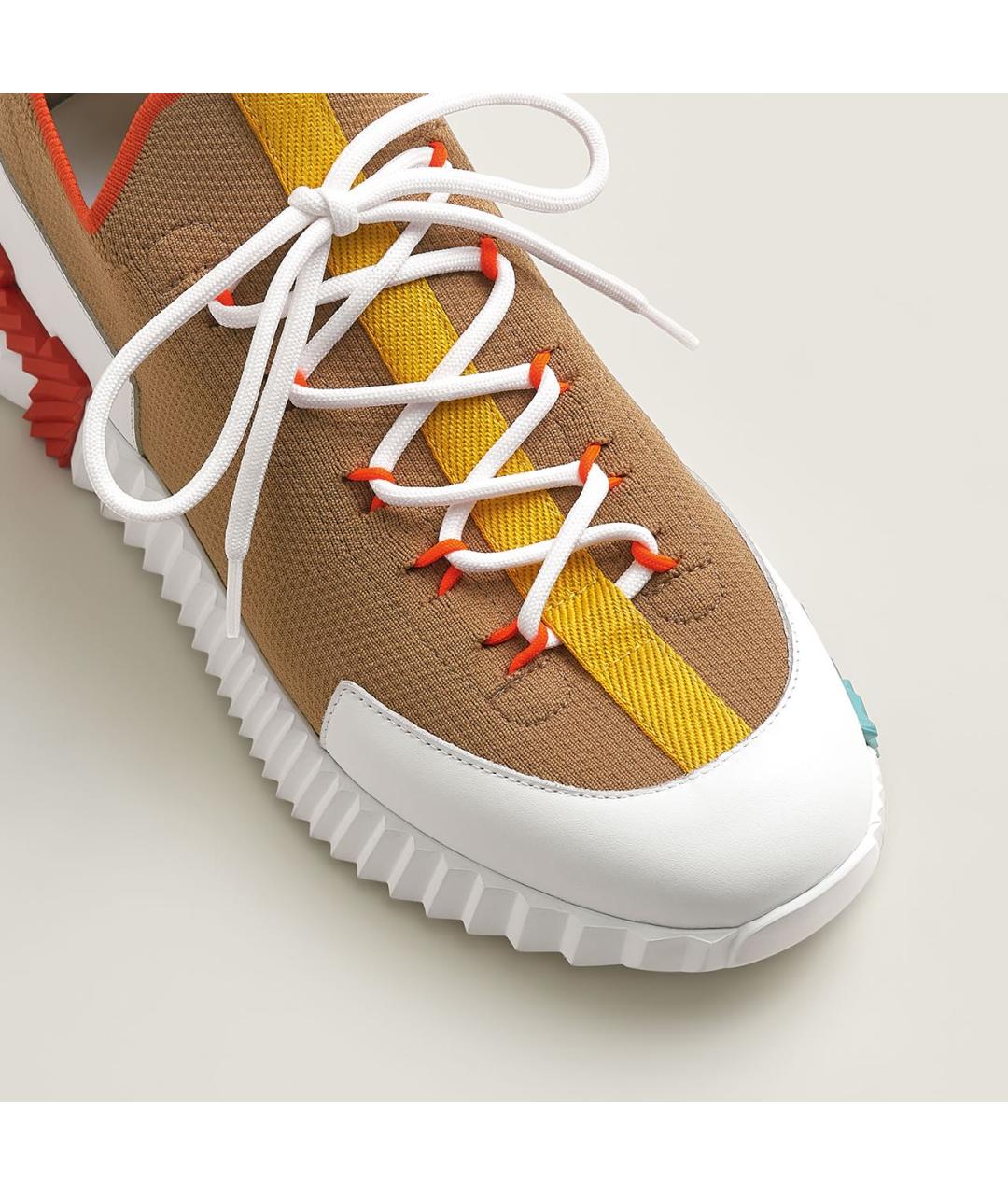 HERMES Коричневые текстильные кроссовки, фото 6