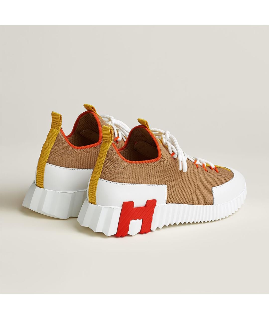 HERMES Коричневые текстильные кроссовки, фото 4