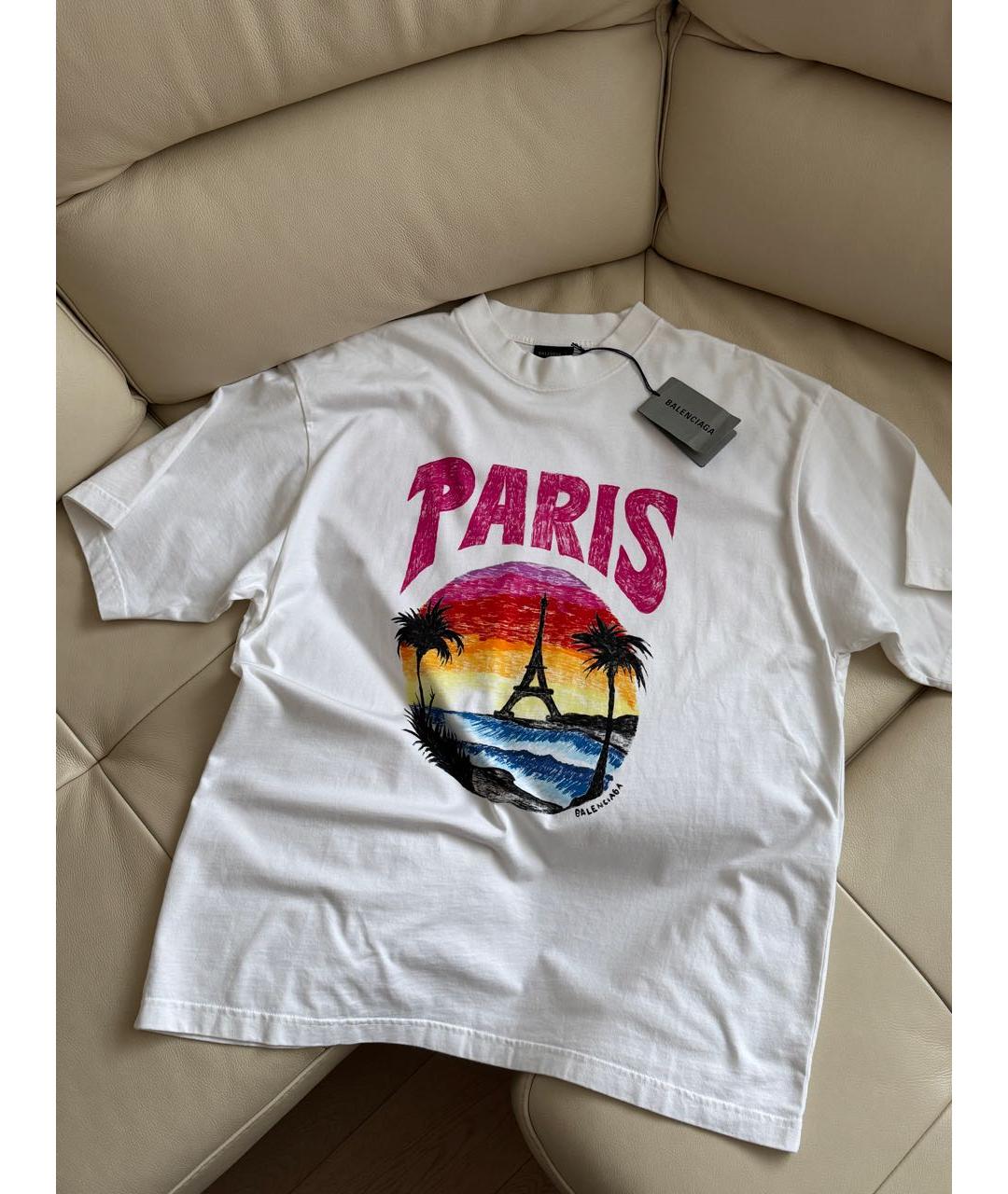 BALENCIAGA Белая хлопковая футболка, фото 2