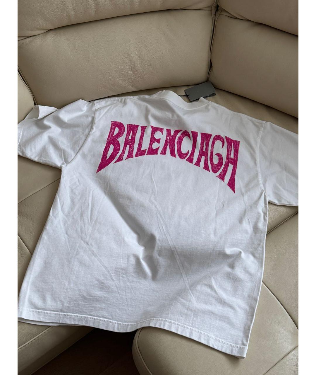 BALENCIAGA Белая хлопковая футболка, фото 6